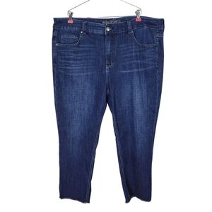 Melissa McCarthy Seven7 Jeans Size 22W 44X26 Blue Straight Leg Raw Hem High Rise